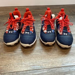 Kids UA Harper baseball cleats, USA theme, size 3Y. 2 pairs available.